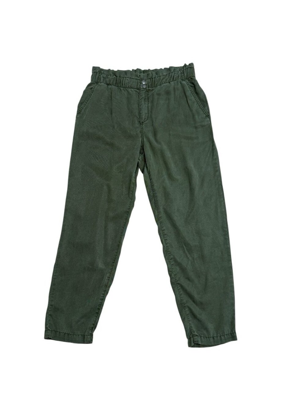 LOFT PANTS GREEN HIGH RISE ELASTIC WAIST SIZE S POCKETS TAPERED LIGHTWEIGHT